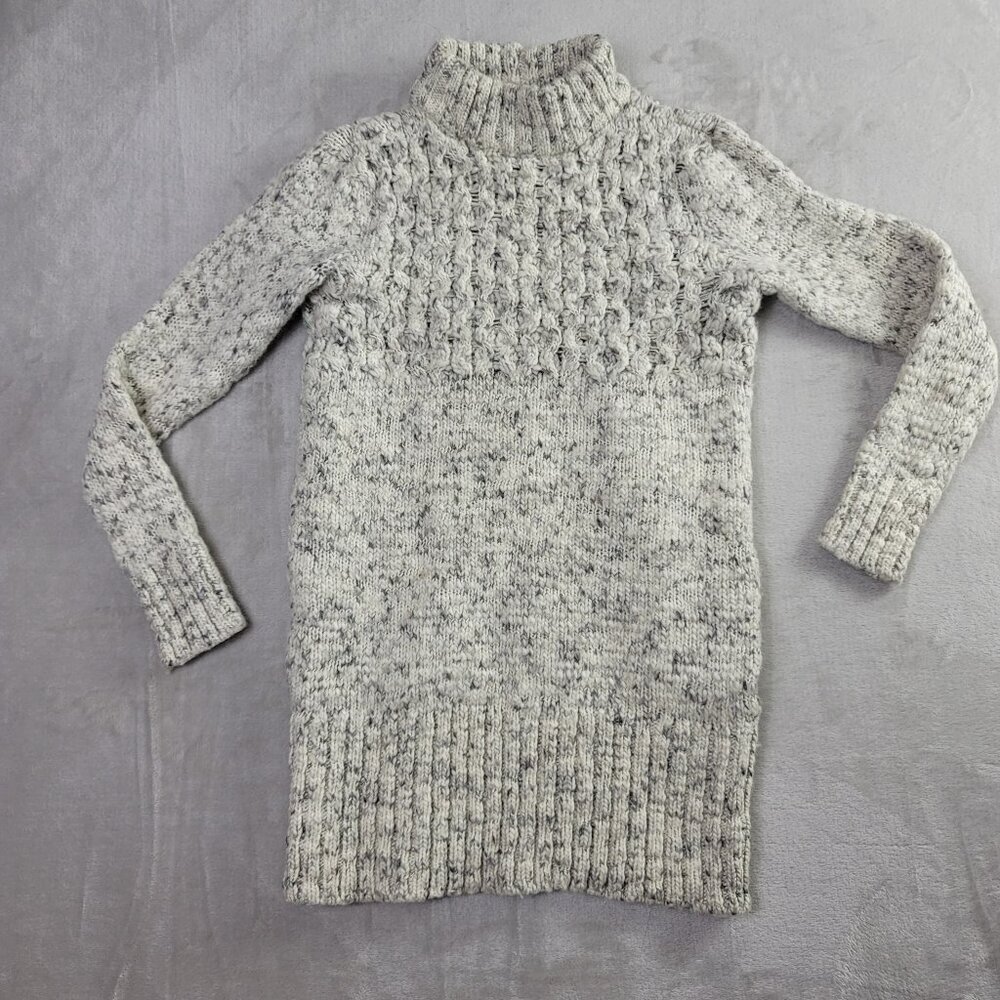 American Eagle White&Gray Chunky Knit Mock Marled Women's Sweater Dress | Size S